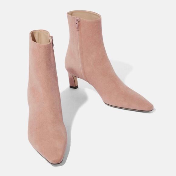 Scarosso Kitty 50mm Pink Suede Ankle Boots 100% Leather Italian EU 39 l US 8.5